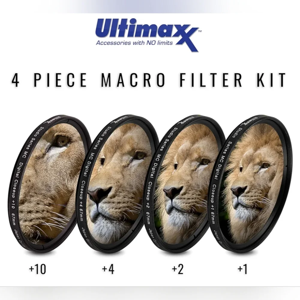 Ultimaxx 58mm Professional 4 PC HD Macro Close-Up Lenses Kit Brand New